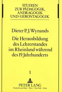 Title: Die Herausbildung des Lehrerstandes im Rheinland während des 19. Jahrhunderts.