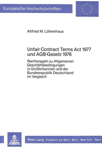 Title: Unfair Contract Terms Act 1977 und AGB-Gesetz 1976