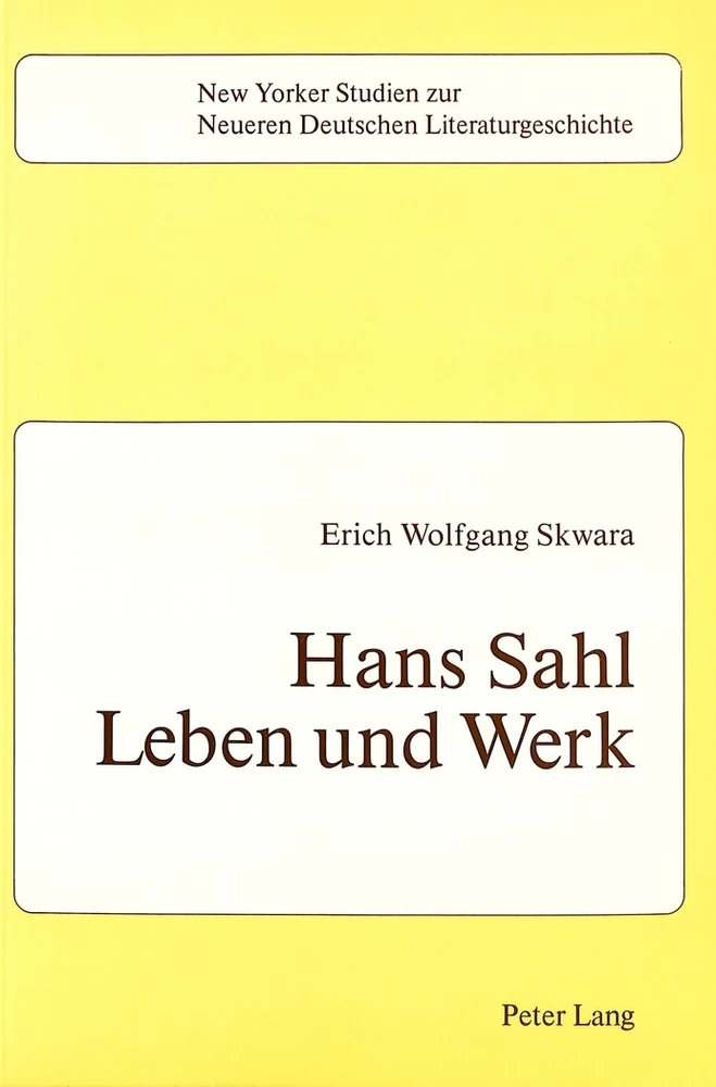 Titel: Hans Sahl: Leben und Werk