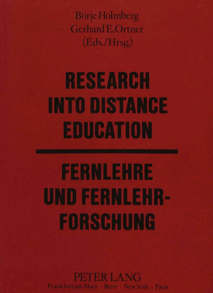 Title: Research into Distance Education / Fernlehre und Fernlehrforschung