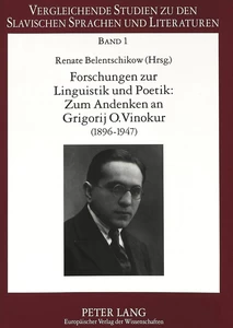Title: Forschungen zur Linguistik und Poetik:- Zum Andenken an Grigorij O. Vinokur (1896-1947)- Issledovanija po lingvistike i poetike