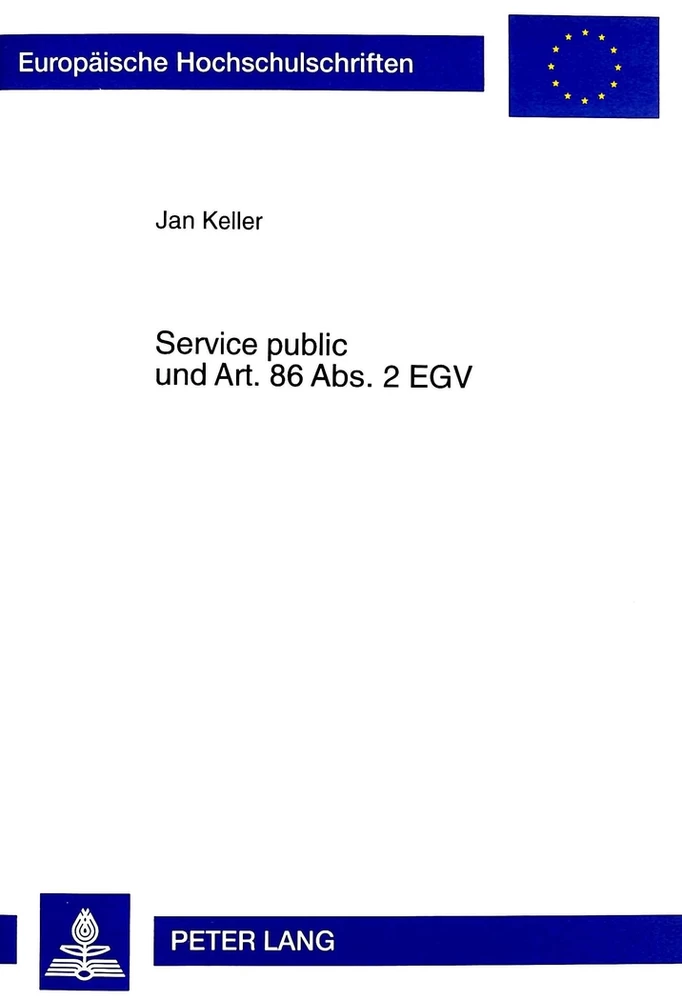 Service Public Und Art 86 Abs 2 Egv Peter Lang Verlag