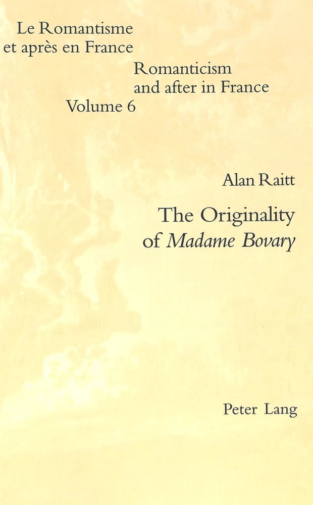 The Originality Of Madame Bovary Peter Lang Verlag