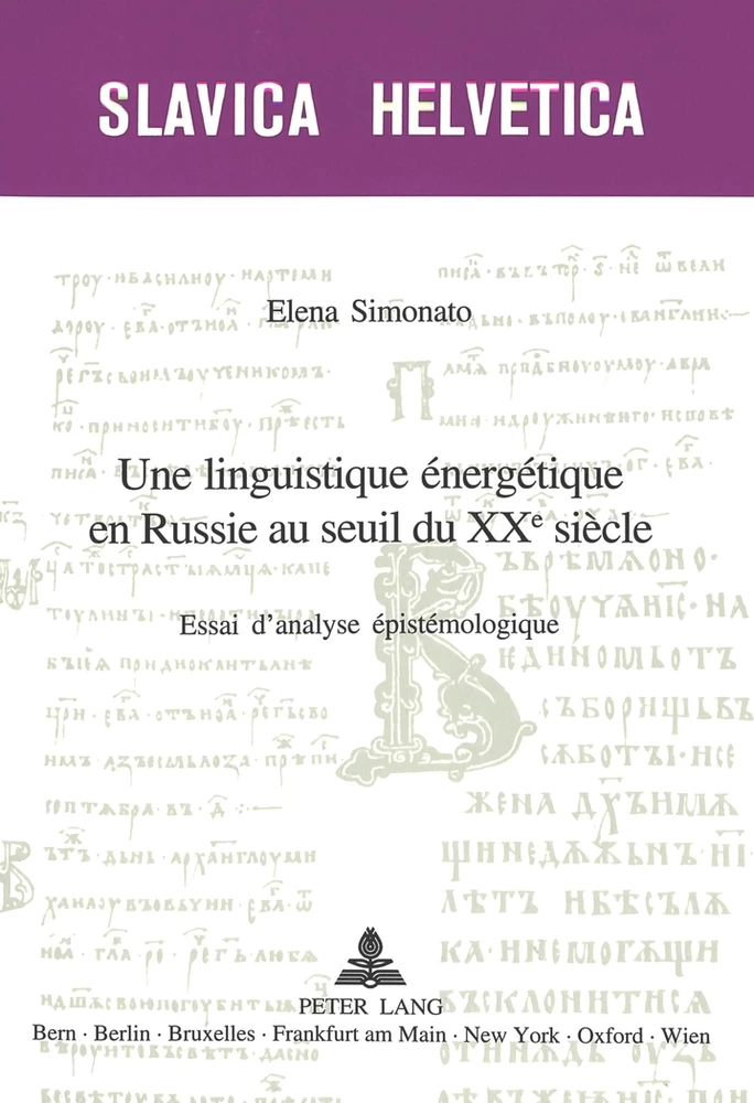 Une Linguistique Energetique En Russie Au Seuil Du Xx E Siecle Peter Lang Verlag