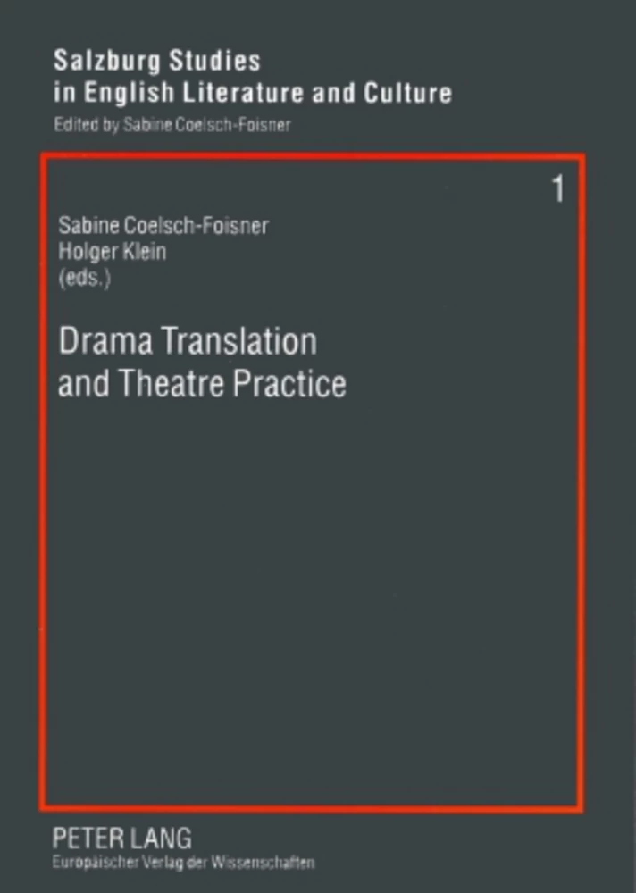 Drama Translation And Theatre Practice Peter Lang Verlag