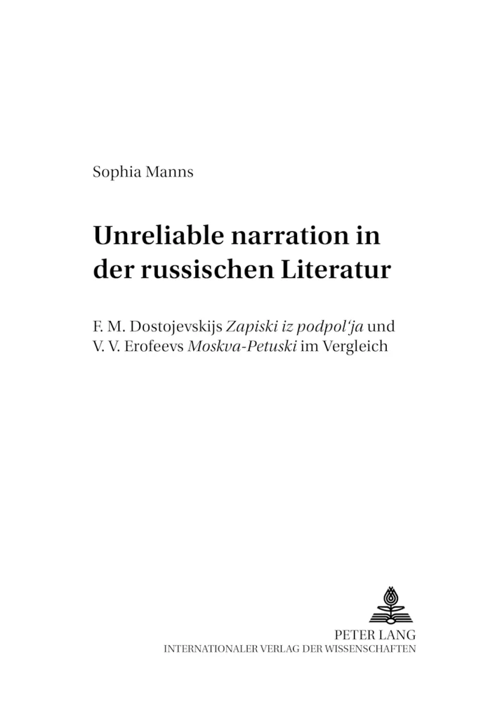 Titel: «Unreliable narration» in der russischen Literatur
