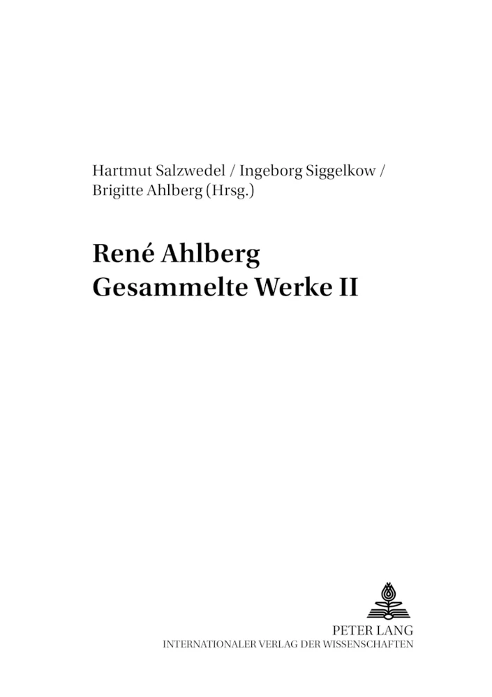 Titel: René Ahlberg- Gesammelte Werke II