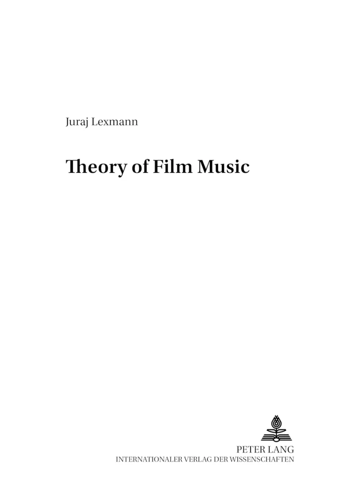 Theory Of Film Music Peter Lang Verlag