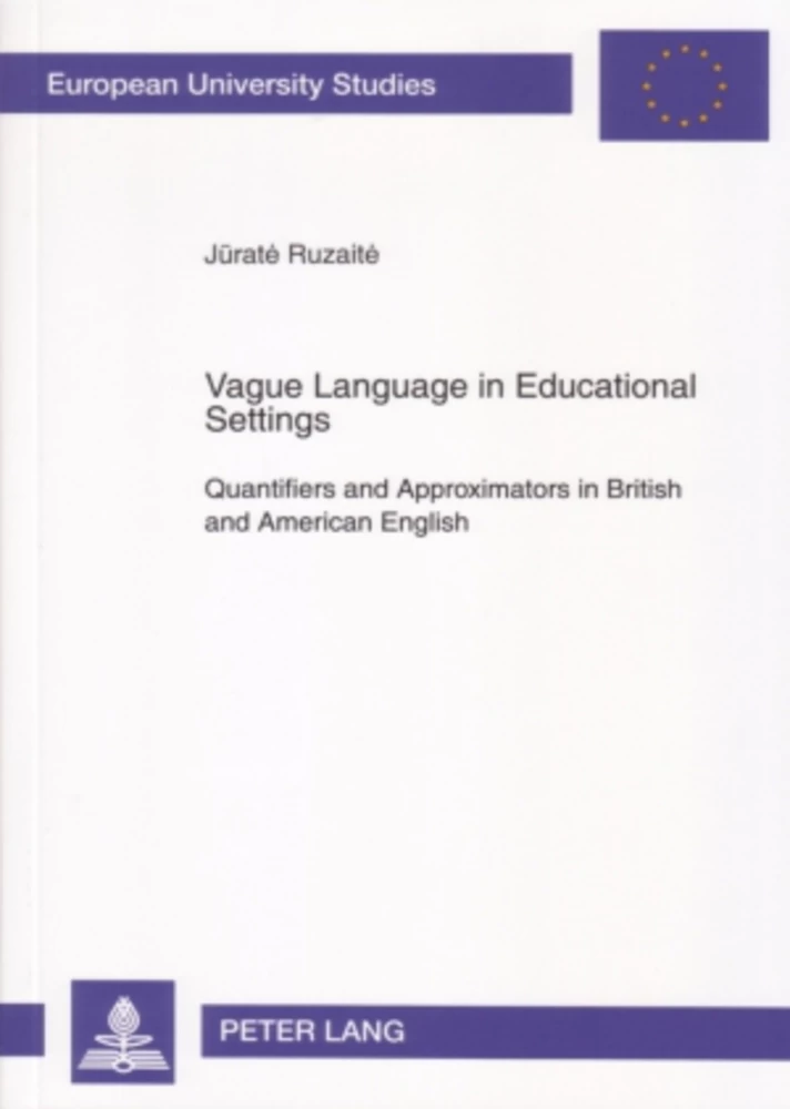 Vague Language In Educational Settings Peter Lang Verlag