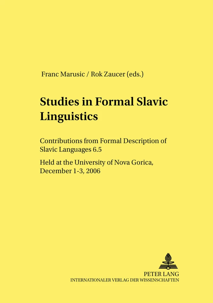 Title: Studies in Formal Slavic Linguistics