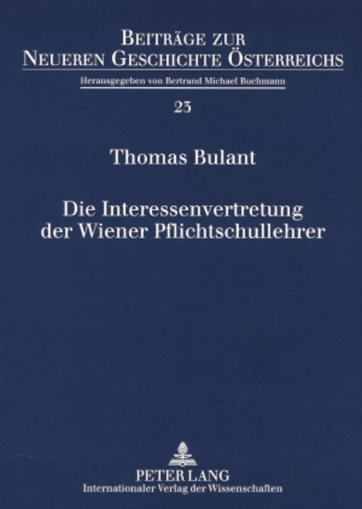 Titel: Die Interessenvertretung der Wiener Pflichtschullehrer