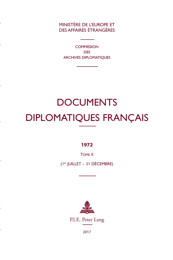 Documents Diplomatiques Francais Peter Lang Verlag