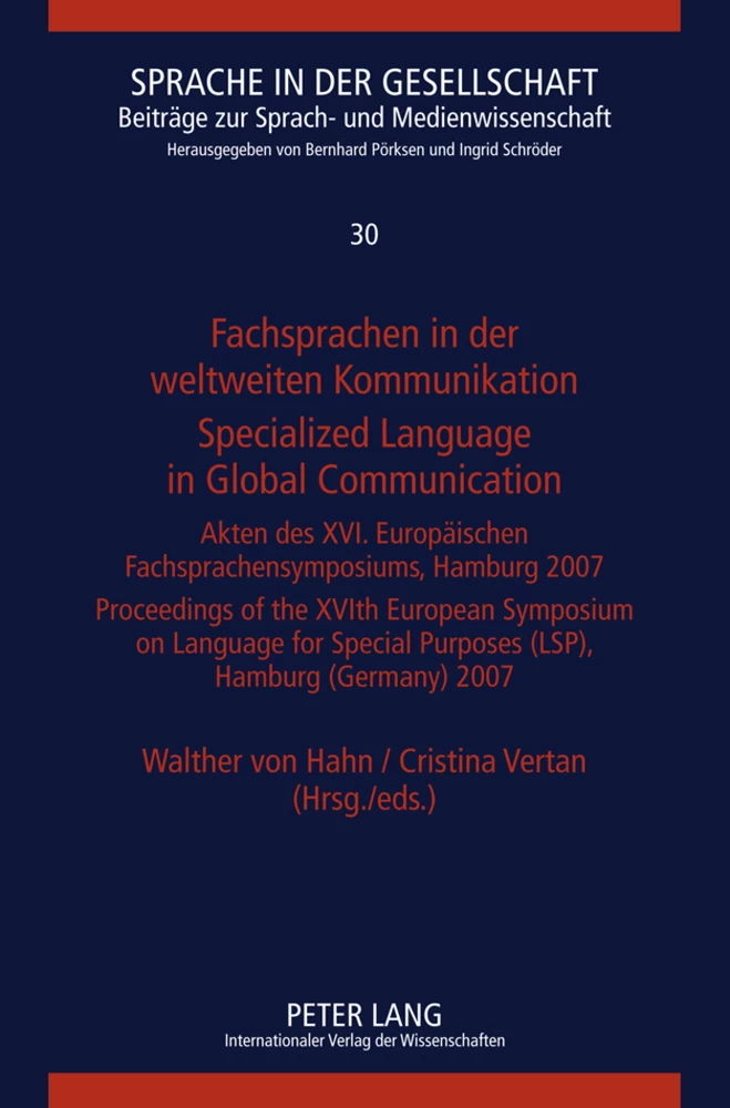 Titel: Fachsprachen in der weltweiten Kommunikation / Specialized Language in Global Communication