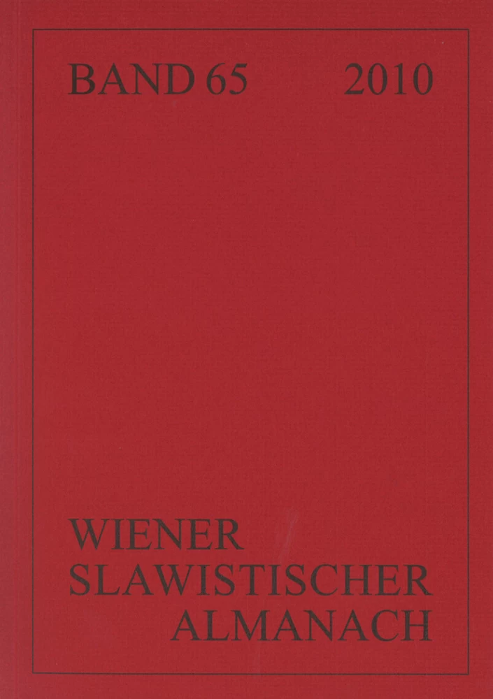 Titel: Wiener Slawistischer Almanach Band 65/2010