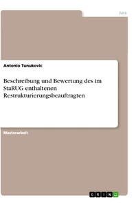 Titel: Beschreibung und Bewertung des im StaRUG enthaltenen Restrukturierungsbeauftragten