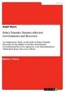 Titel: Policy Transfer, Disaster Affected Governments and Recovery