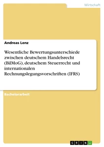 Titel: Wesentliche Bewertungsunterschiede zwischen deutschem Handelsrecht (BilMoG), deutschem Steuerrecht und internationalen Rechnungslegungsvorschriften (IFRS)