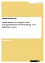 Titel: Implikationen des Supply Chain Managements für die Beschaffung eines Industriebetriebs