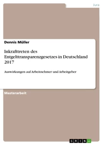 Titel: Inkrafttreten des Entgelttransparenzgesetzes in Deutschland 2017