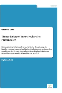 Titel: "Benes-Dekrete" in tschechischen Printmedien