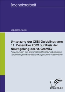 Titel: Umsetzung der CEBS Guidelines vom 11. Dezember 2009 auf Basis der Neuregelung des §6 GroMiKV - Auswirkungen auf die Großkreditmeldung bezüglich Verbriefungen am Beispiel ausgewählter Assetklassen