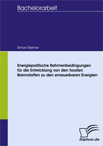 Titel: Energiepolitische Rahmenbedingungen für die Entwicklung von den fossilen Brennstoffen zu den erneuerbaren Energien