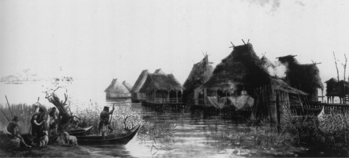 Figure 2.Pile dwellings on the Ljubljana Marshes.