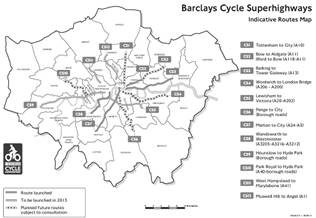 Map of London bicycle highways
