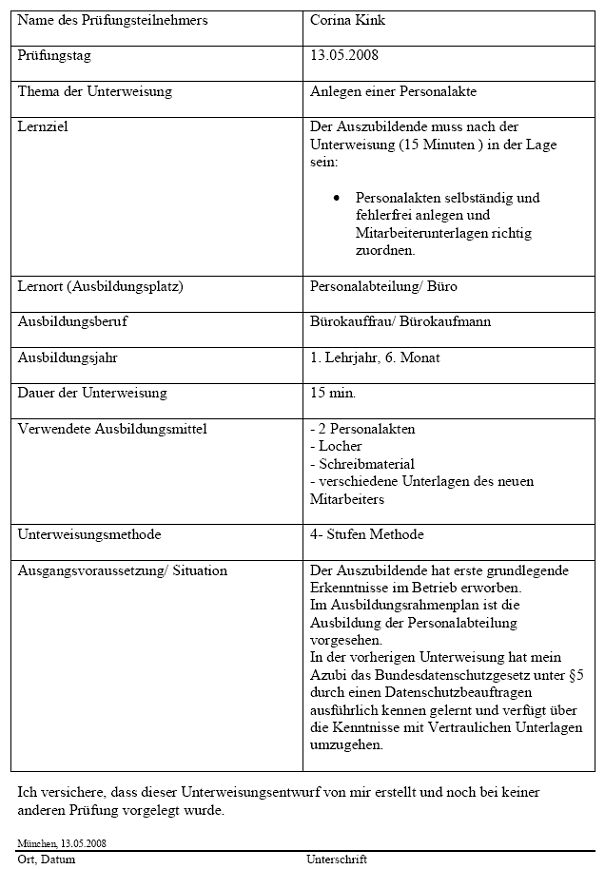 Personalakte anlegen nach der 4-Stufen Methode ...