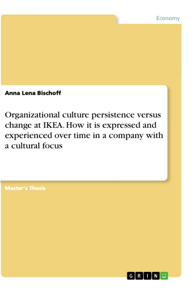 Titel: Organizational culture persistence versus change at IKEA. How it is expressed and experienced over time in a company with a cultural focus