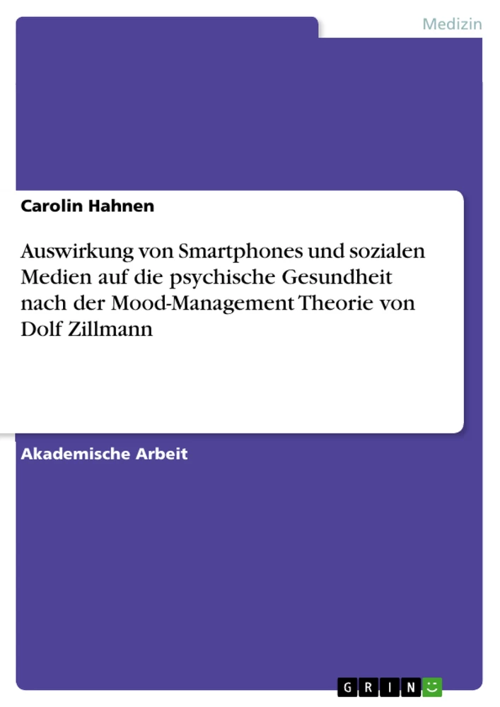 Titel: Auswirkung von Smartphones und sozialen Medien auf die psychische Gesundheit nach der Mood-Management Theorie von Dolf Zillmann