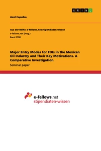 Title: Major Entry Modes for FDIs in the Mexican Oil Industry and Their Key Motivations. A Comparative Investigation