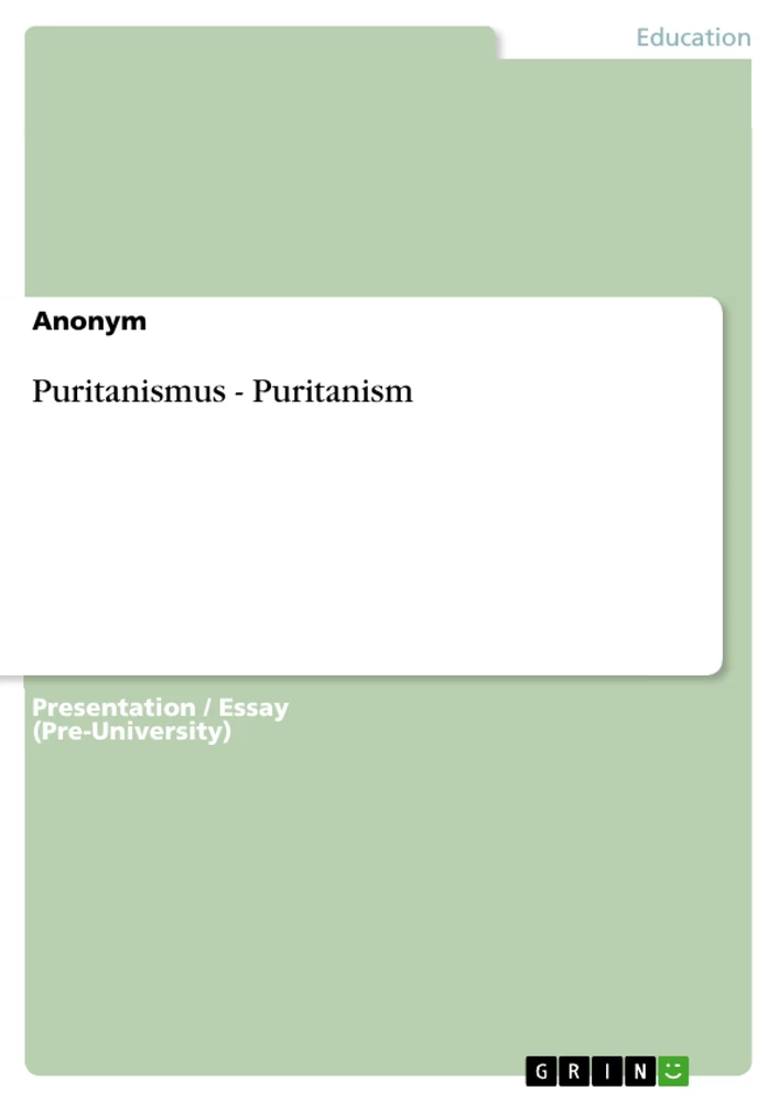 Titel: Puritanismus - Puritanism