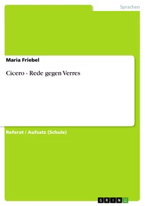 Titel: Cicero - Rede gegen Verres
