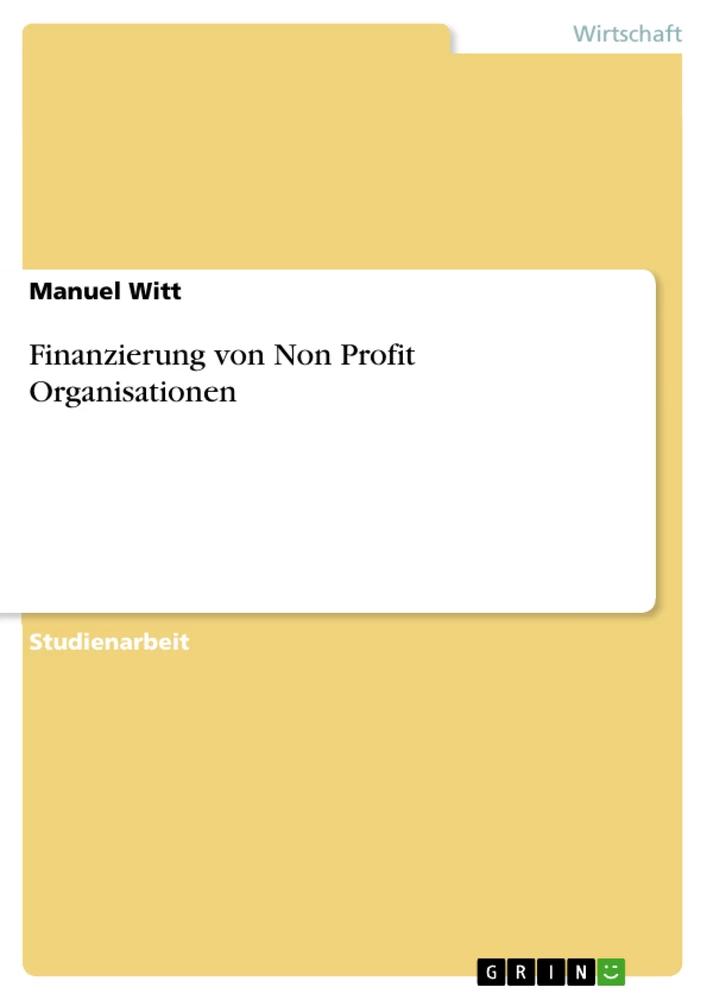 Titre: Finanzierung von Non Profit Organisationen