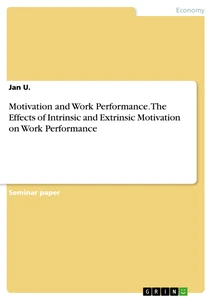 Title: Motivation and Work Performance. The Effects of Intrinsic and Extrinsic Motivation on Work Performance