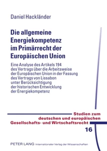 Title: Die allgemeine Energiekompetenz im Primärrecht der Europäischen Union
