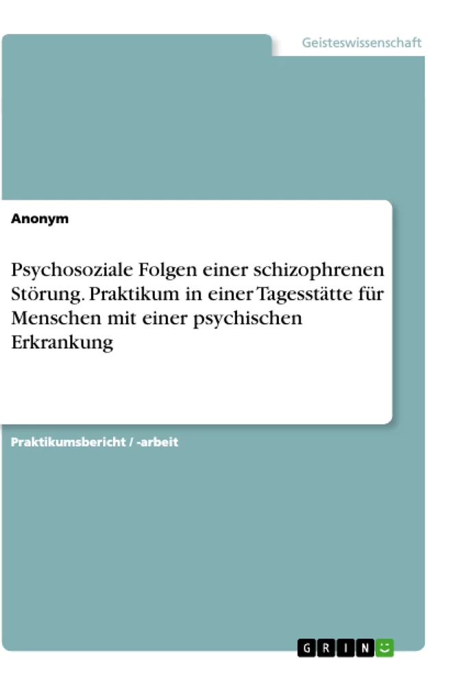 Title: Psychosoziale Folgen einer schizophrenen Störung. Praktikum in einer Tagesstätte für Menschen mit einer psychischen Erkrankung