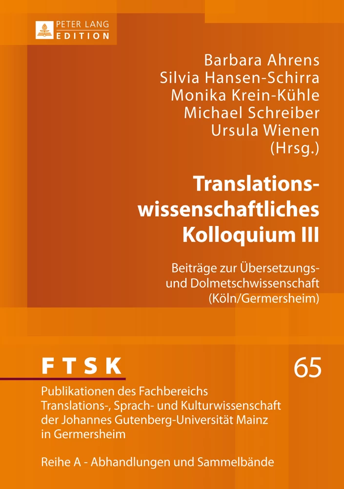 Titel: Translationswissenschaftliches Kolloquium III