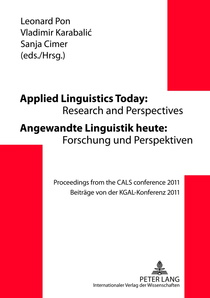 Titel: Applied Linguistics Today: Research and Perspectives - Angewandte Linguistik heute: Forschung und Perspektiven