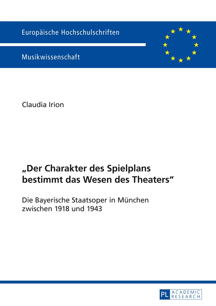 Titel: «Der Charakter des Spielplans bestimmt das Wesen des Theaters»