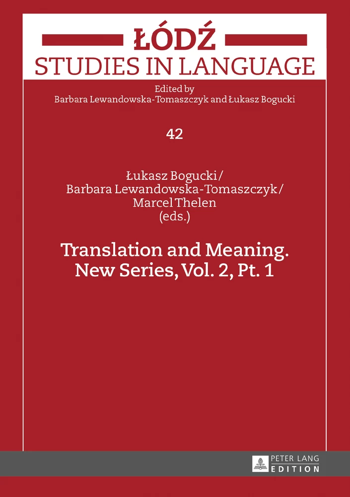 Title: Translation and Meaning. New Series, Vol. 2, Pt. 1