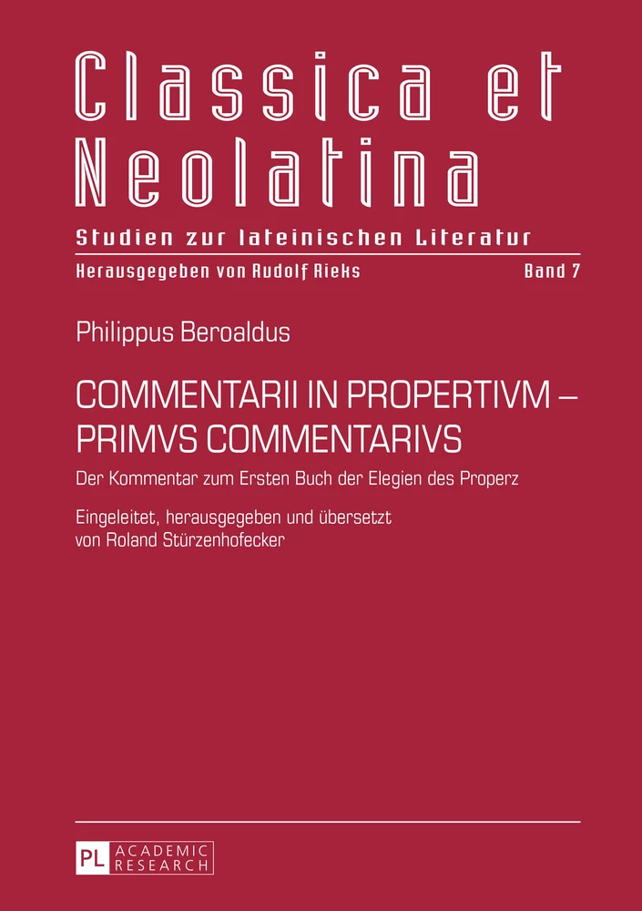 Titel: COMMENTARII IN PROPERTIVM - PRIMVS COMMENTARIVS