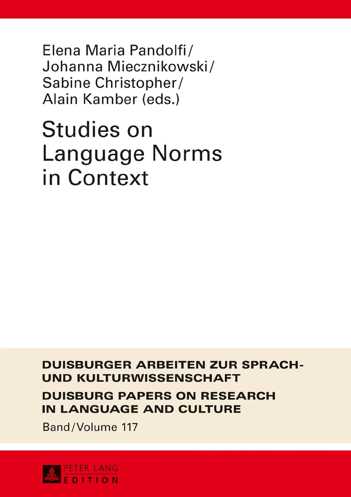 Title: Studies on Language Norms in Context