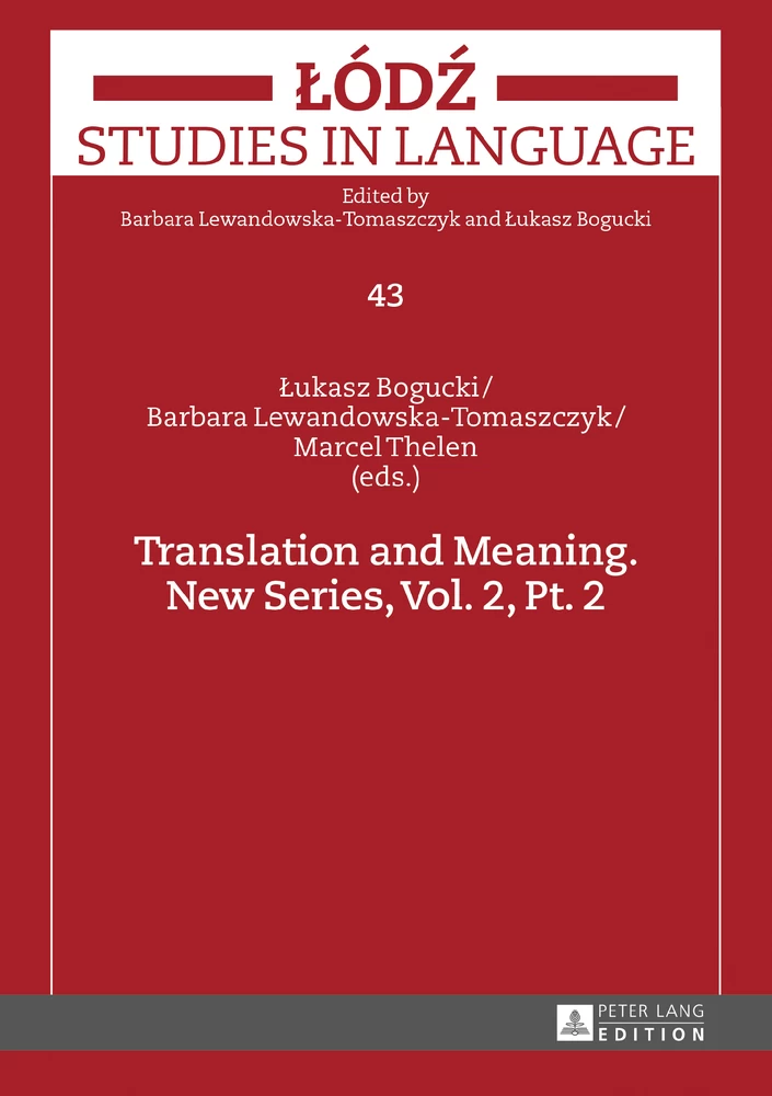 Title: Translation and Meaning. New Series, Vol. 2, Pt. 2