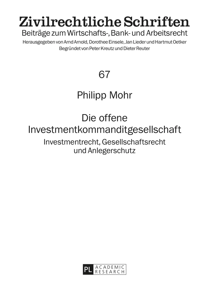 Titel: Die offene Investmentkommanditgesellschaft