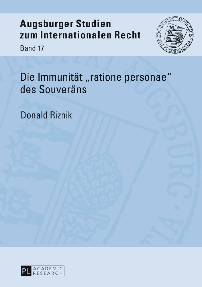 Titel: Die Immunität «ratione personae» des Souveräns
