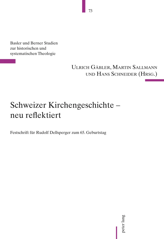 Titel: Schweizer Kirchengeschichte – neu reflektiert