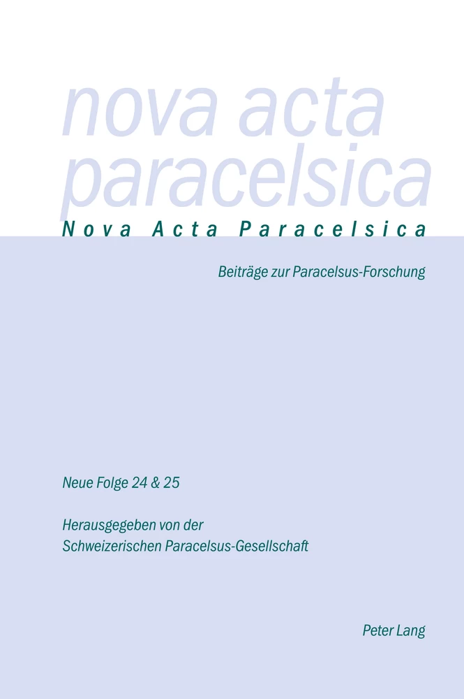 Titel: Nova Acta Paracelsica