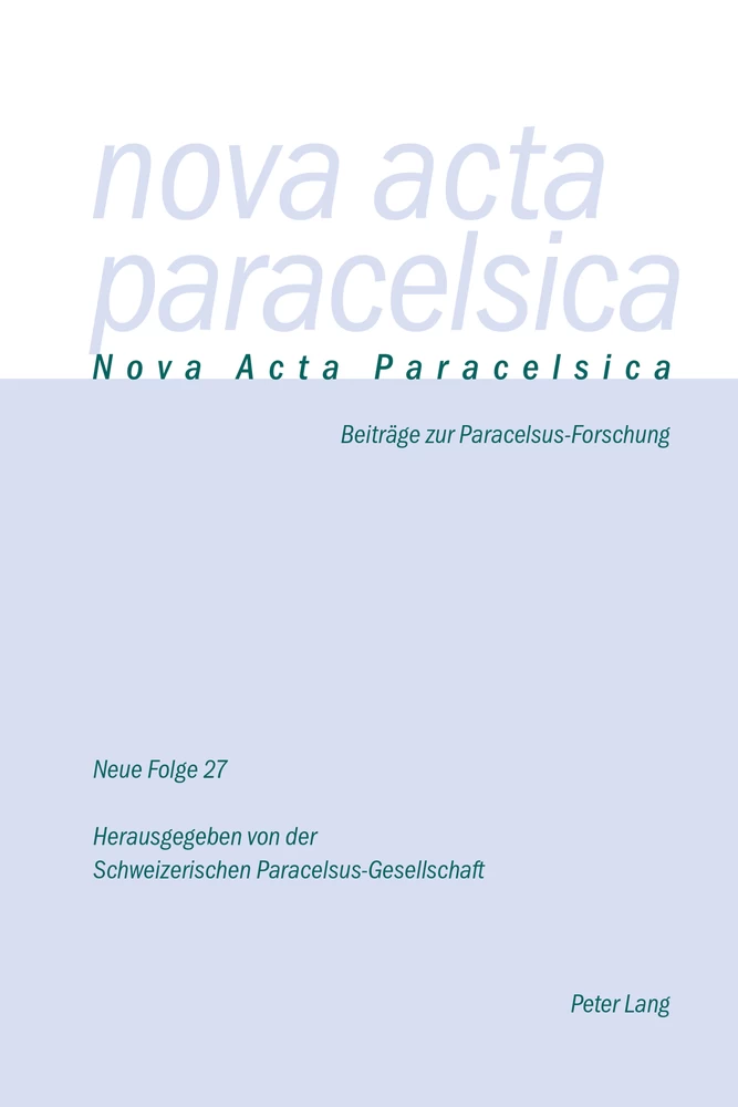 Titel: Nova Acta Paracelsica 27/2016